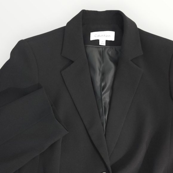 Calvin Klein Womens Black Stretch Blazer 10 Classic Two Button Fully Lin - Picture 1 of 8